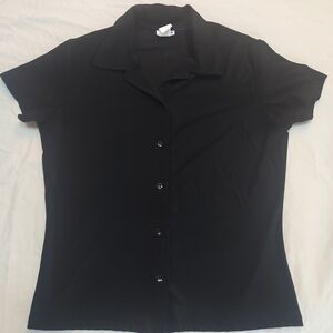 Nexxen Vintage Women's Black Button-Down Shirt Stretchy